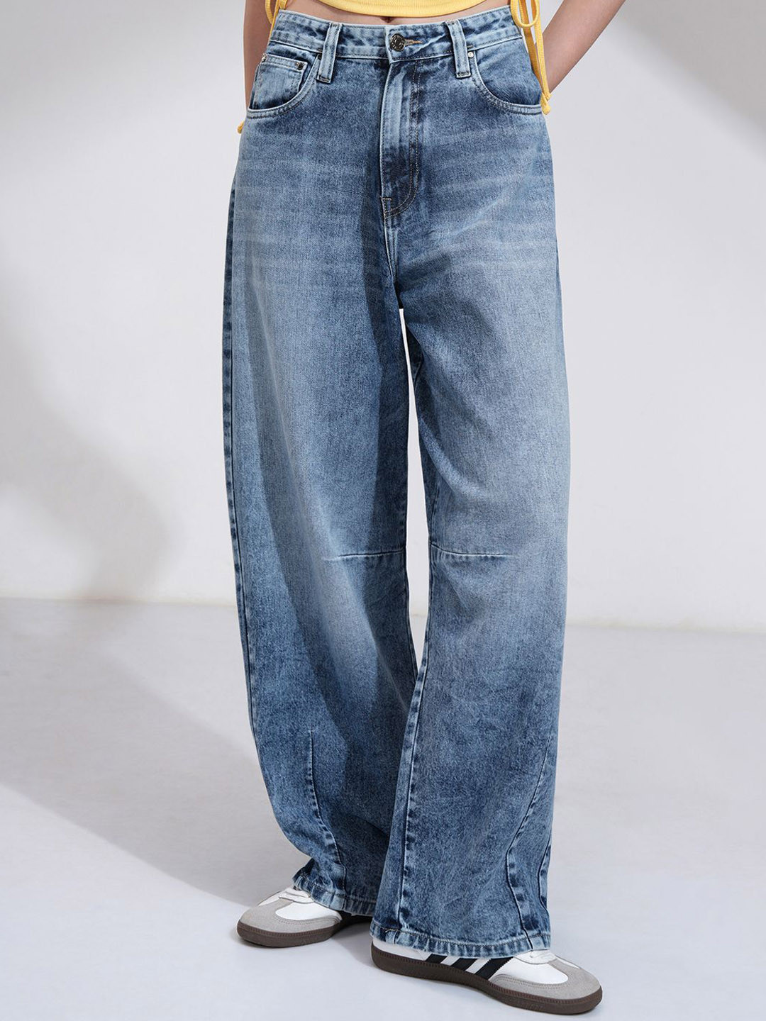 Tokyo Talkies Women Mid Rise Baggy Baloon Fit Wide Leg Jeans