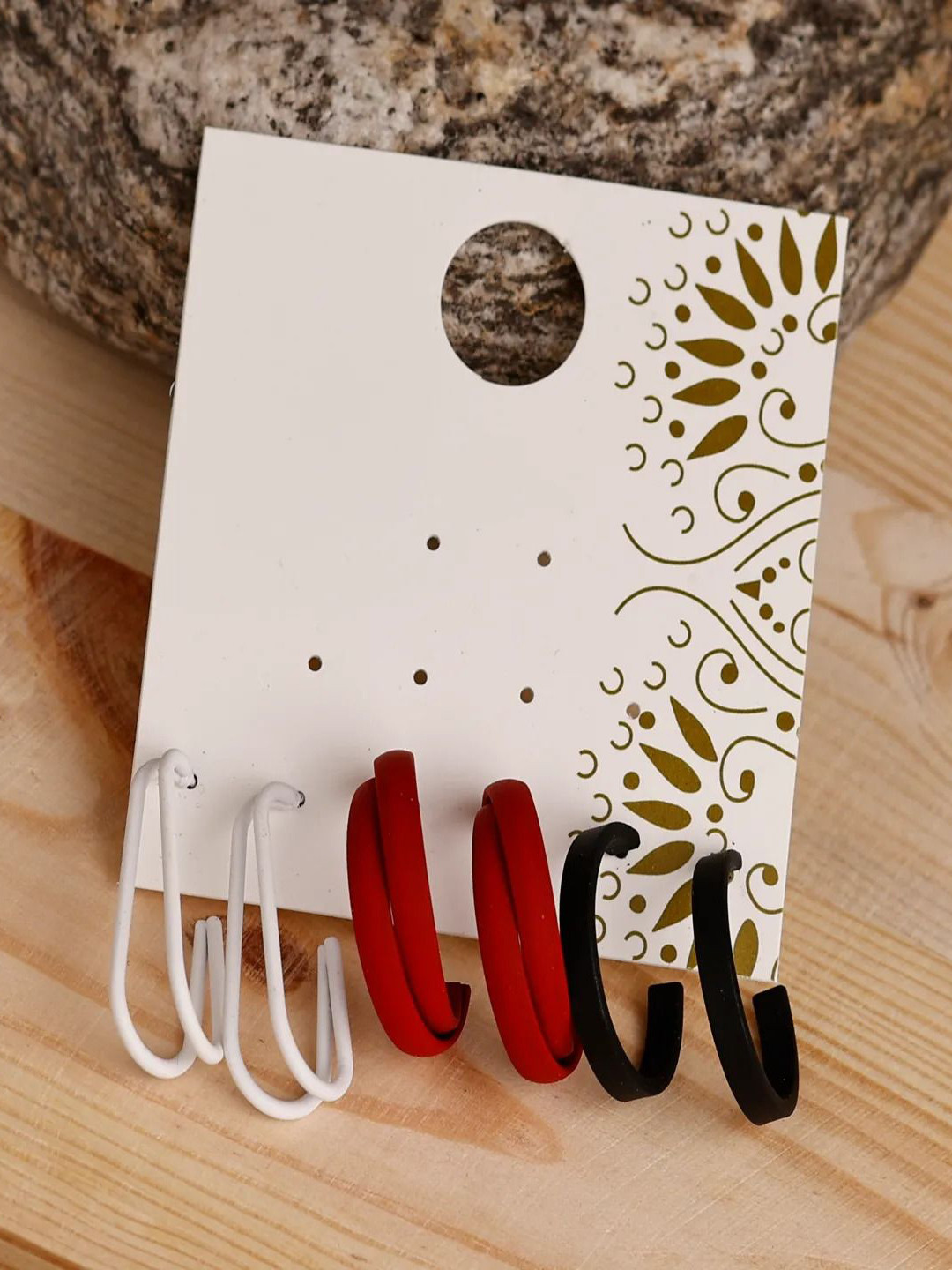 Jewelz  Set Of 3 Circular Shaped Hoop Earrings