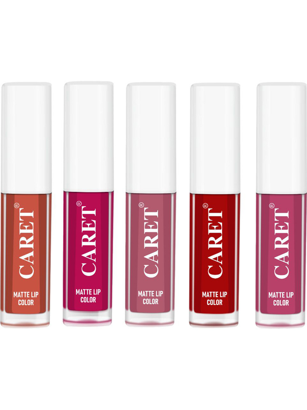 CARET ORGANIC Set Of 5 Liquid Matte Lipsticks - 10 ml - 6 - 5 - 2 - 3 - 8