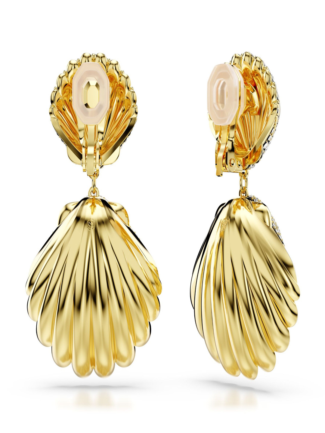 SWAROVSKI Gold-Plated Crystal Studded Feather Shaped Drop Earrings