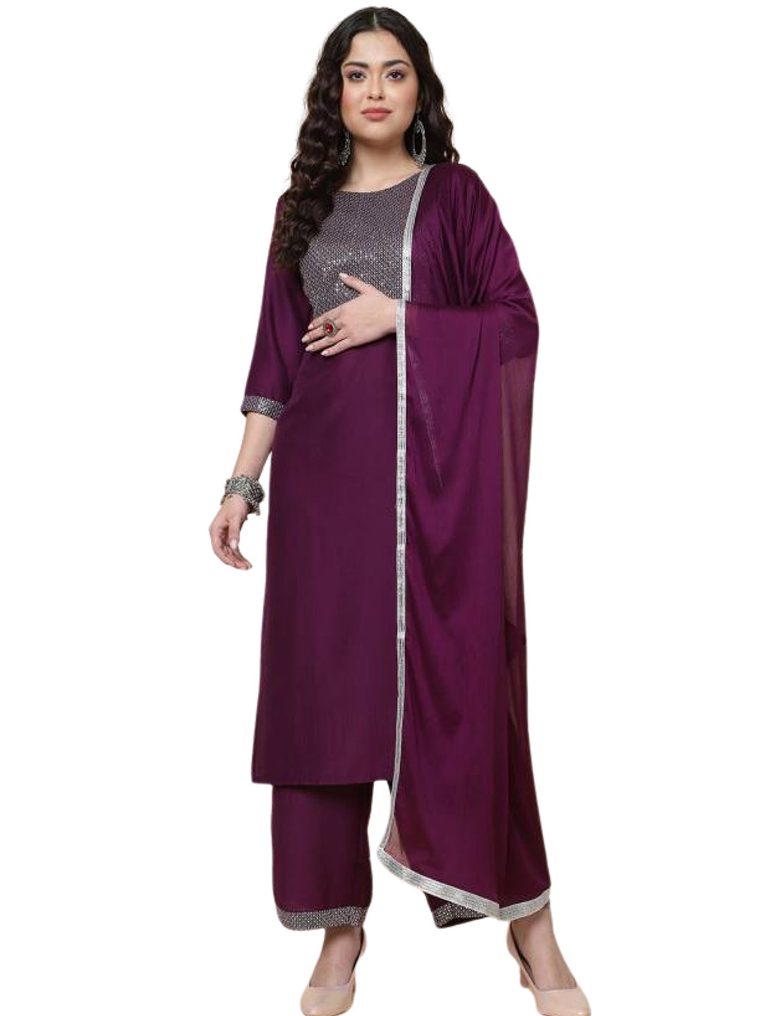 Aksharam Trends Women Gotta Patti Kurta with Palazzos & With Dupatta