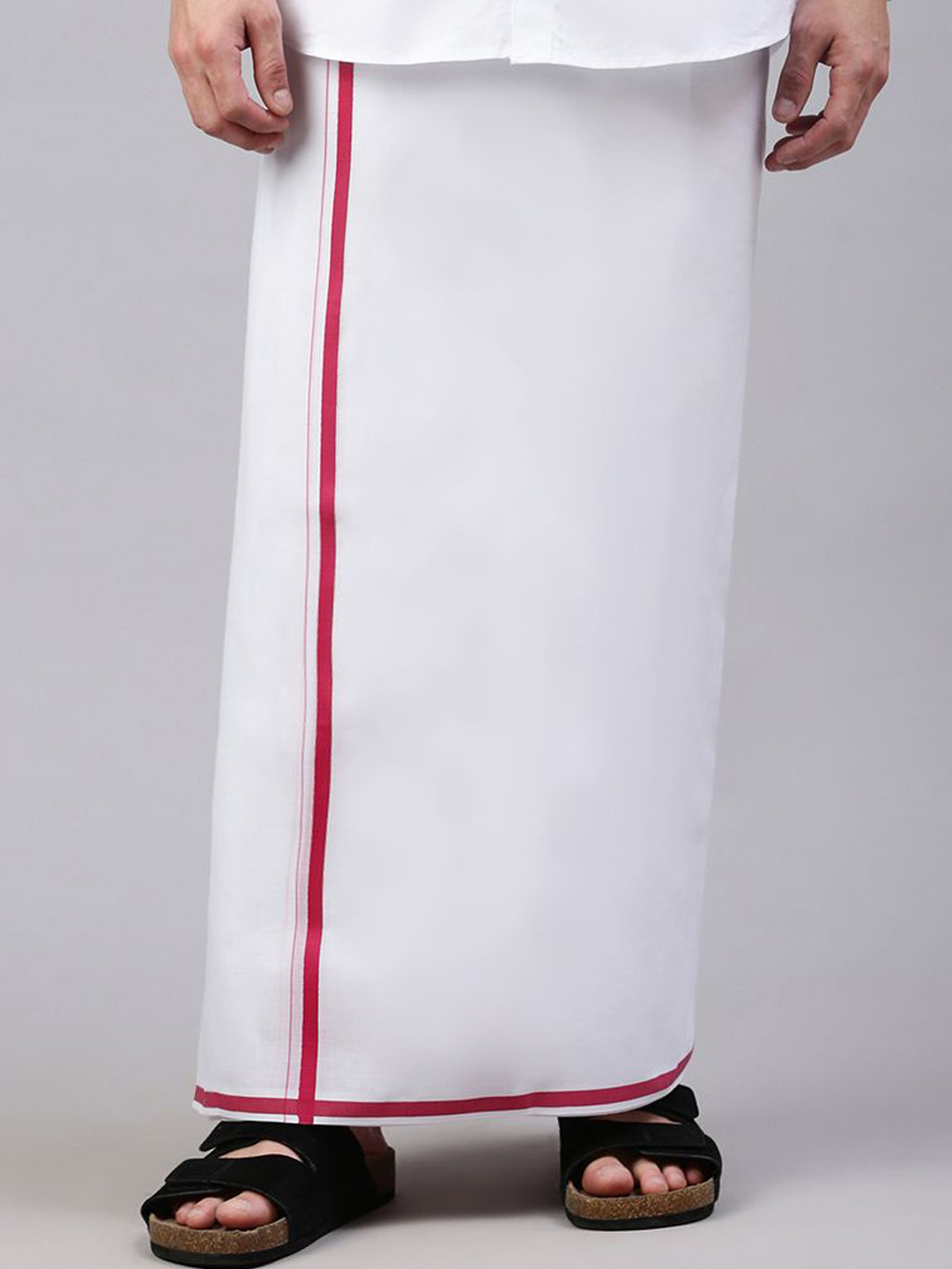 Alaya Men Cotton Solid Big Border Dhoti