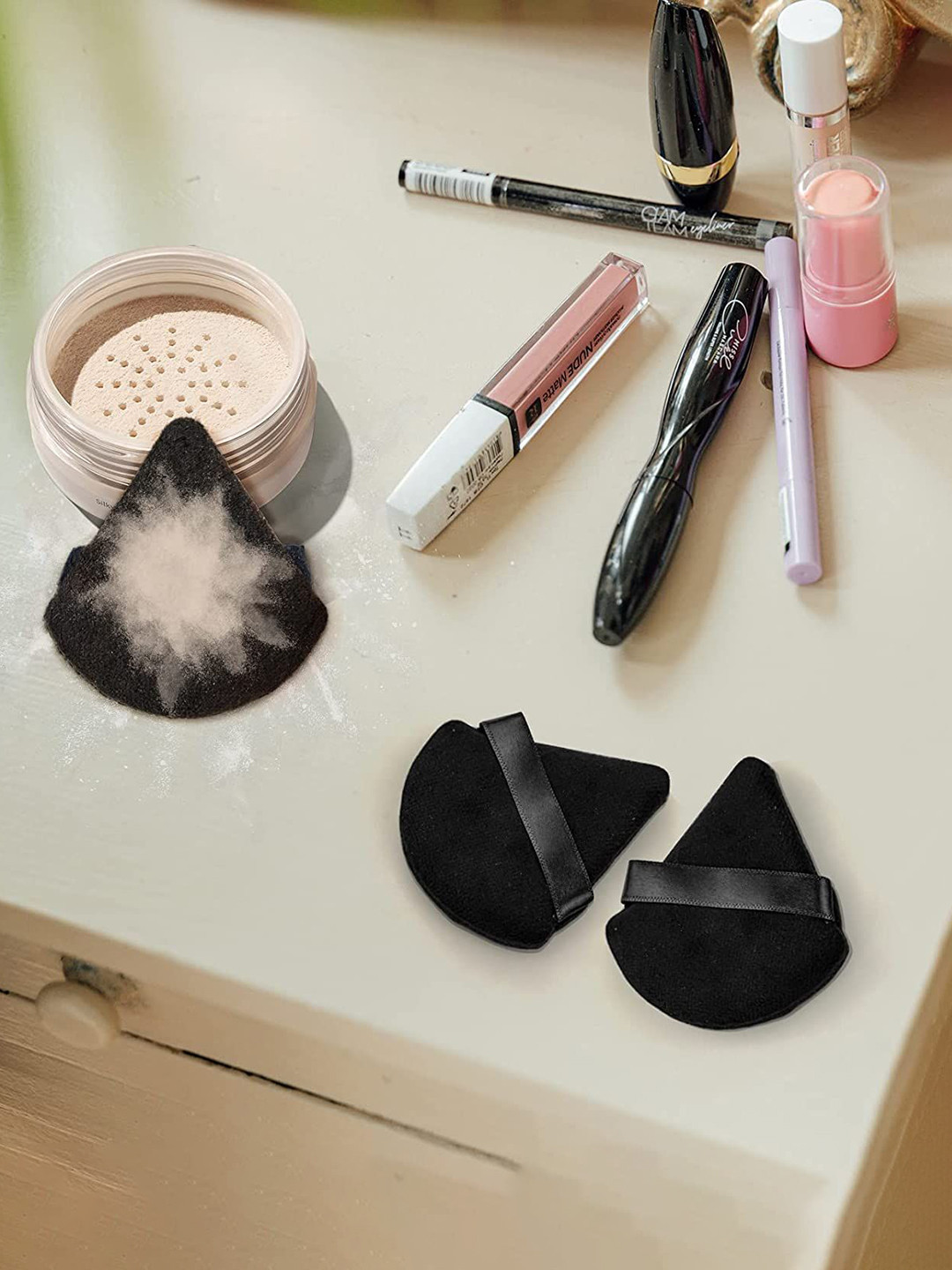 Facejewel Set Of 10 Makeup Sponges With Powder Puff, Pizza & Finger Puff