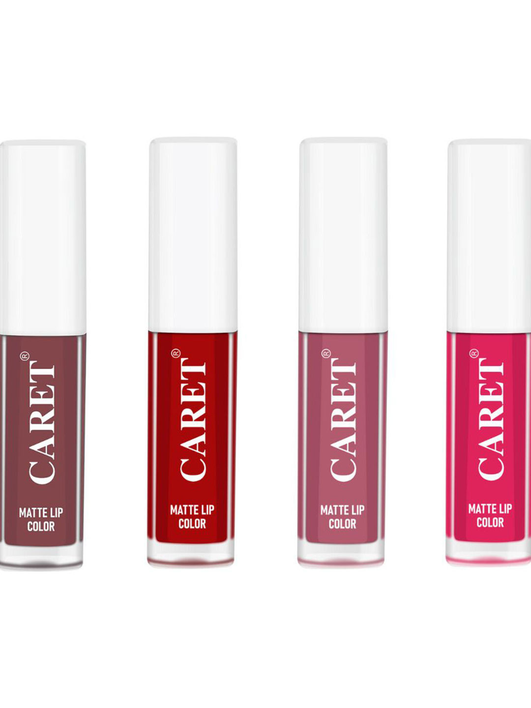 CARET ORGANIC Set Of 4 Super-Pigmented Liquid Matte Lipsticks - 2 ml Each - 1-3-2-4