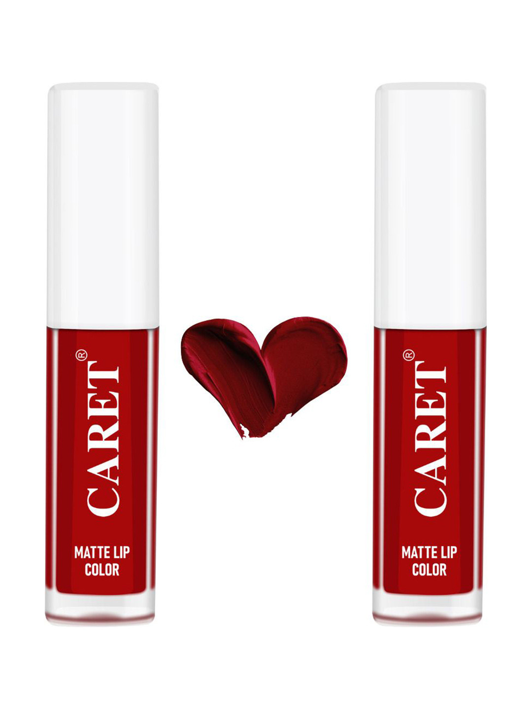 CARET ORGANIC Set Of 2 Transfer Proof Rich-Pigmented Matte Lipsticks - 2 ml Each - Red 3