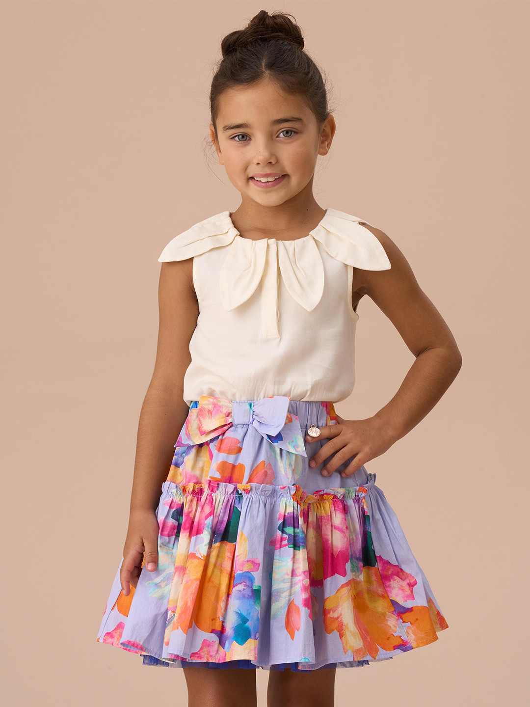 Angel & Rocket Girls Cotton Sleeveless Margaux Petal Collar Top