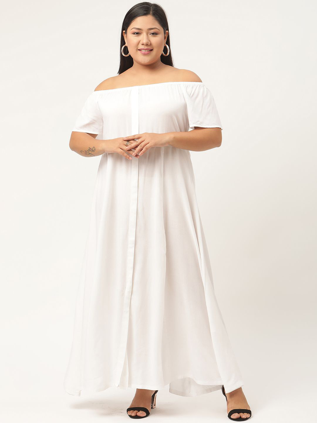theRebelinme Plus Size Off-Shoulder Maxi Dress