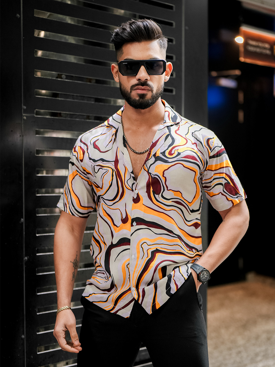 ROYALTAIL Men Comfort Opaque Printed Casual Shirt