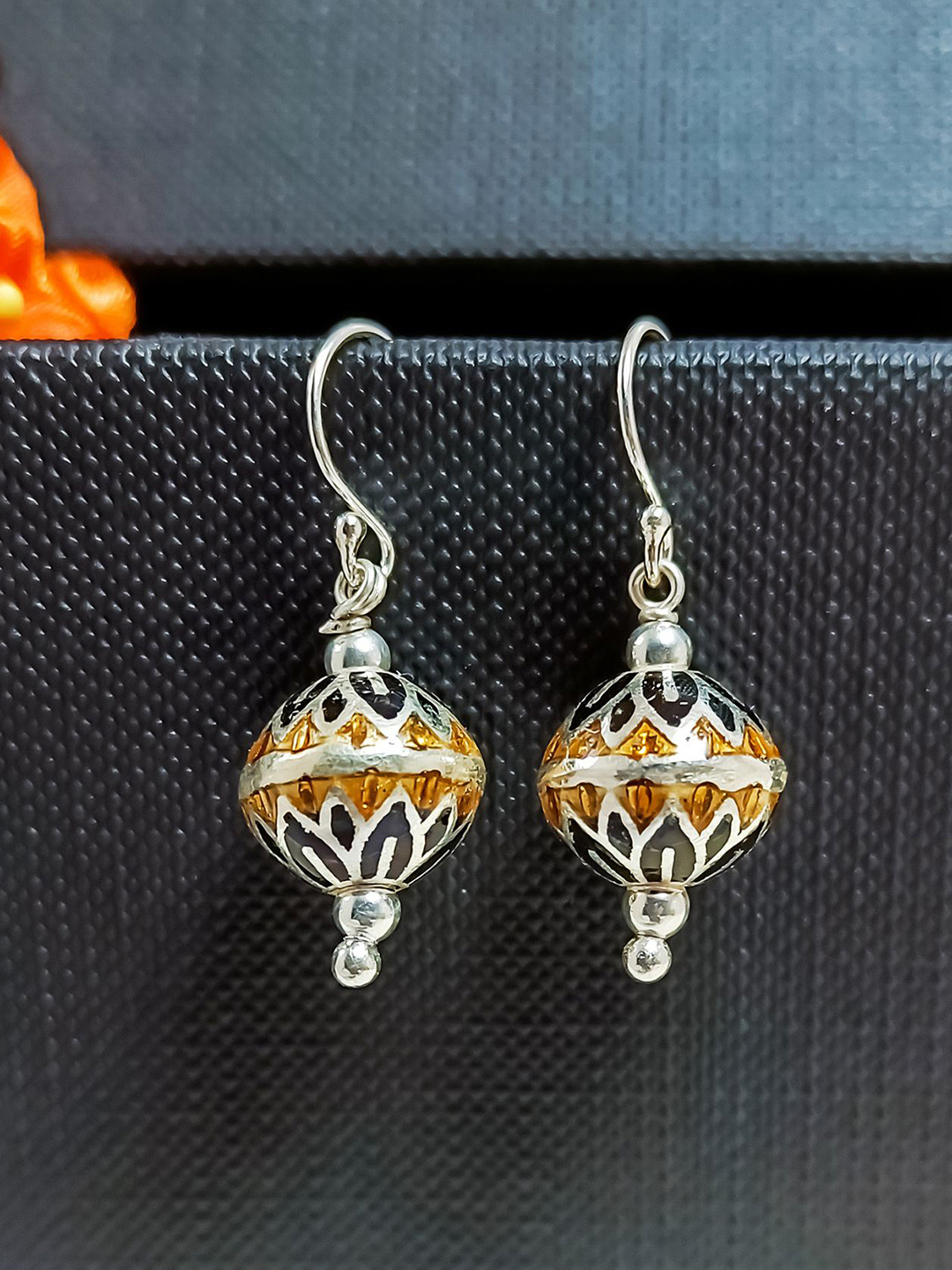 INARI SHINES Women 925 Silver Ball drop dangles with Blue Enamel Meena