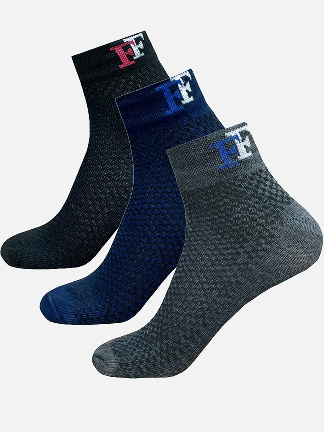 StyFun Men Pack Of 3 Patterned Ankle Length Running Socks