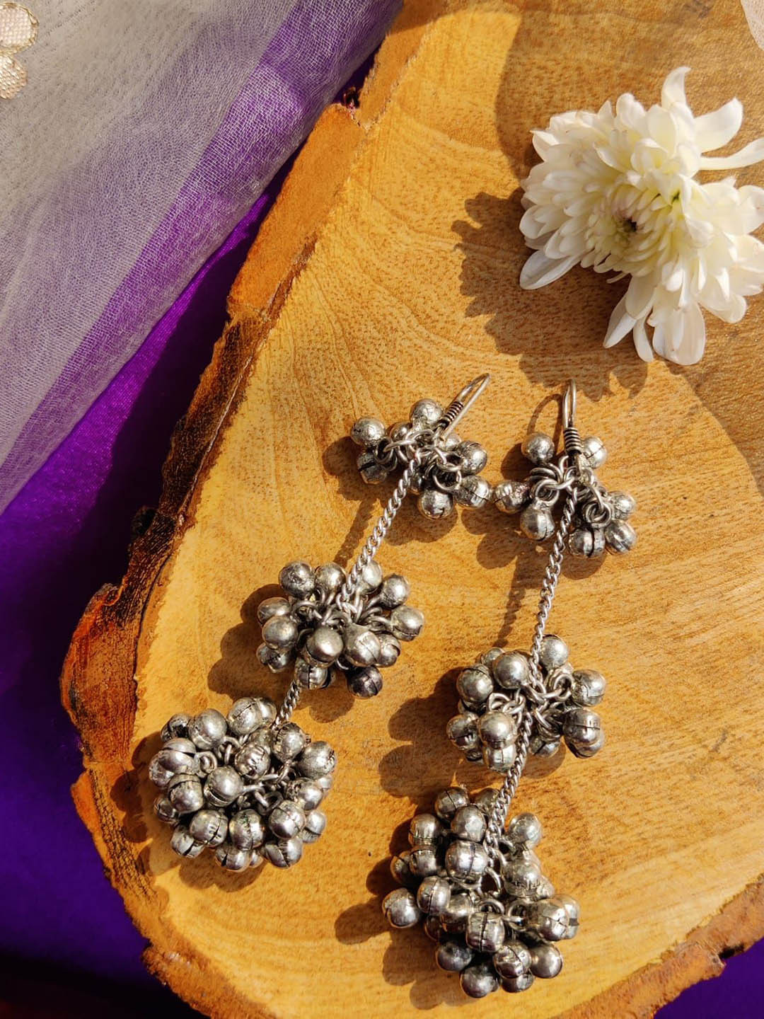 Janpath Online Oxidised Contemporary Shaped Drop Earrings