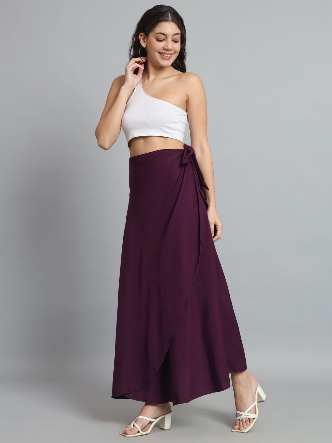 BODYFIGURE Women Wrap Around Maxi Skirt