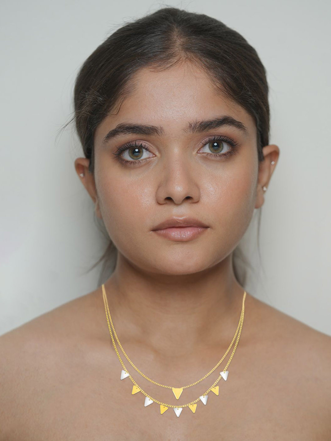 BHIMA 22K BIS Hallmark 916 Purity Yellow Gold Triangle Hanging Necklace