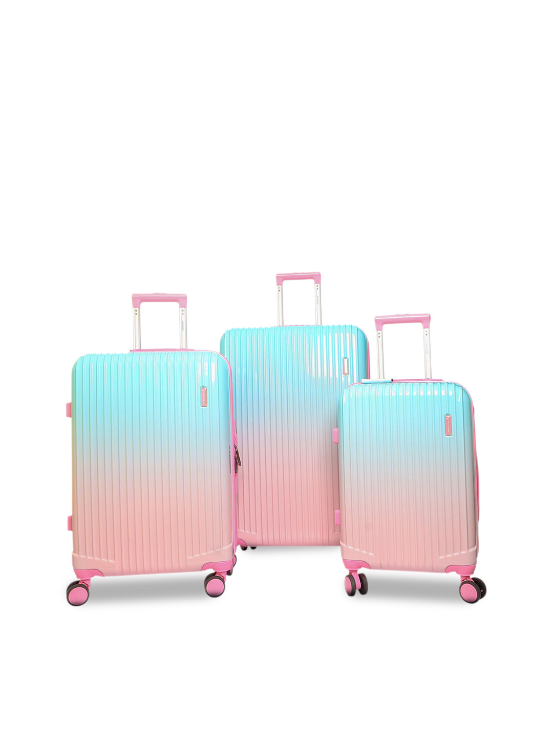REDHORNS Gradient 3-Pcs Hard Sided Anti-Scratch Trolley Suitcase Set with 8 Spinner Wheels
