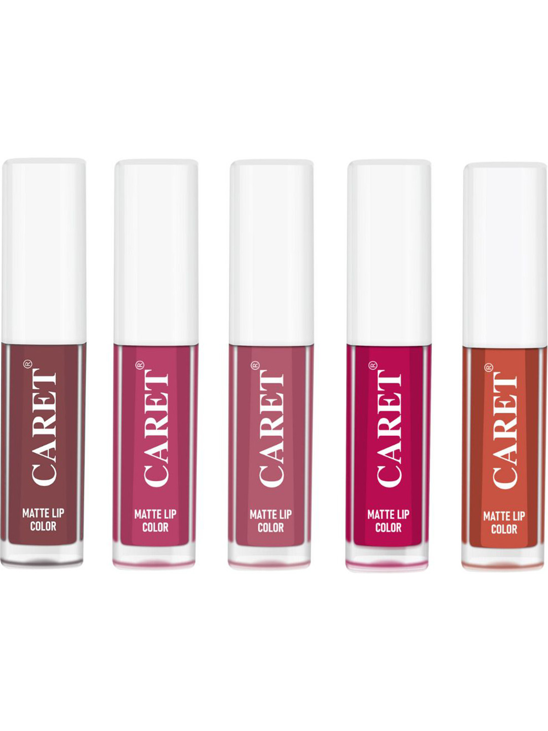 CARET ORGANIC Set Of 5 Super-Pigmented Liquid Matte Lipsticks - 10 ml - 1-8-2-3-4