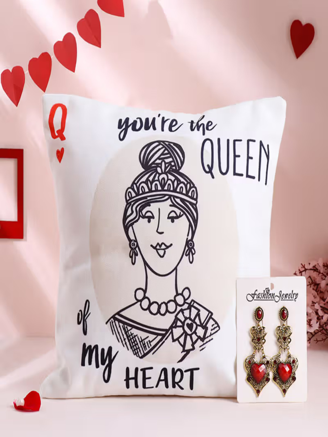 Floweraura Romantic Gift White Quirky Cotton Washable Square Cushion Covers - 12 x 12 In