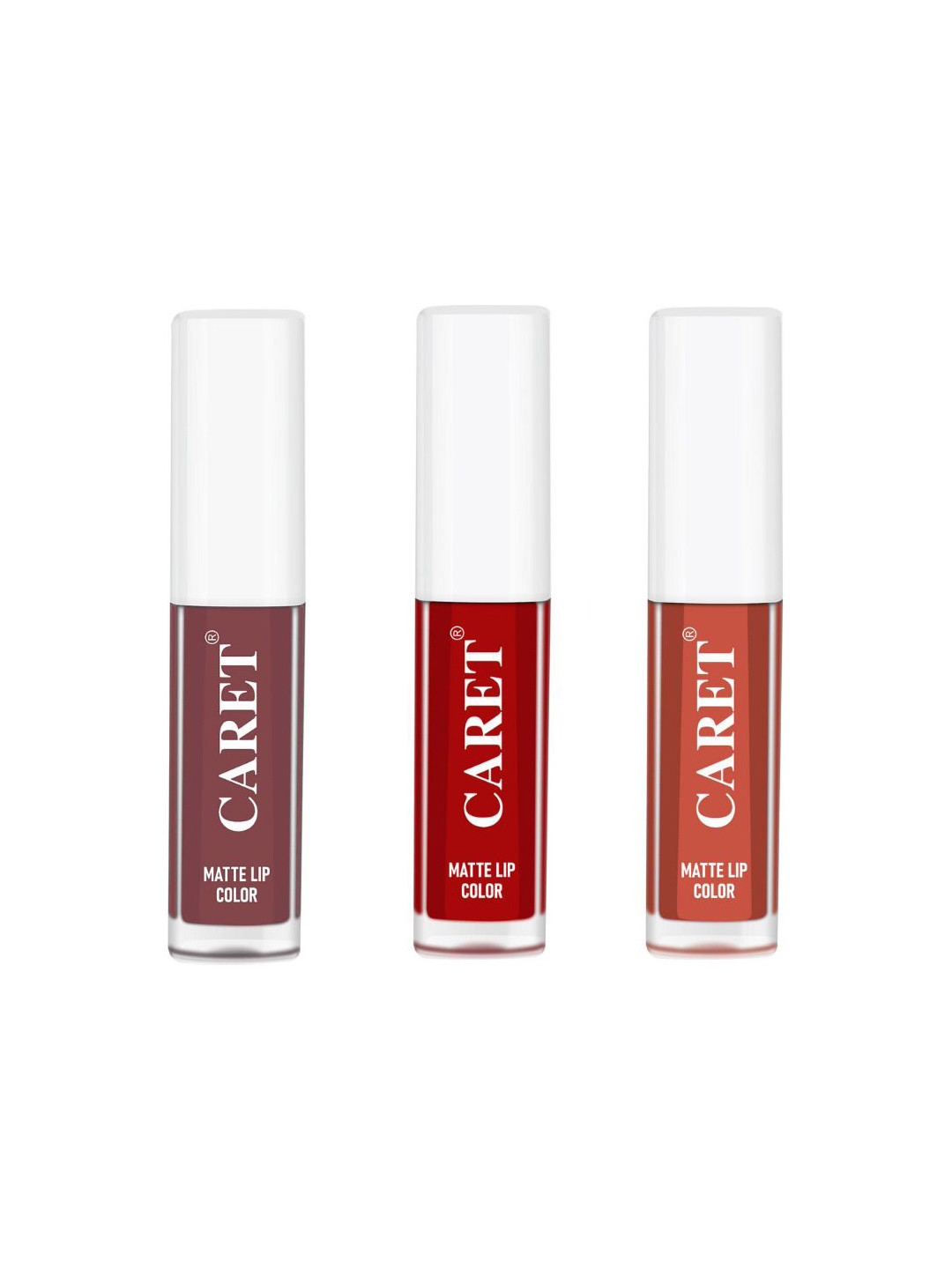 CARET ORGANIC Set Of 3 Super-Pigmented Liquid Matte Lipsticks - 2 ml Each - 1 - 3 - 6