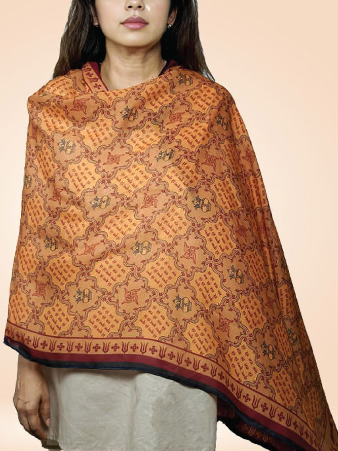 MAATIR DESIGNS Women Cotton Hari Naam Mantra Chadar Stole Dupatta