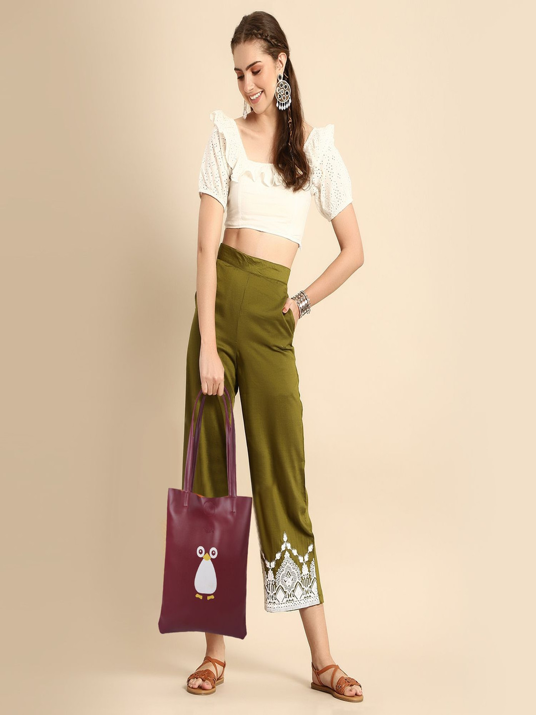 CIMONI Women Graphic Printed Structured Leather Shoulder Bag