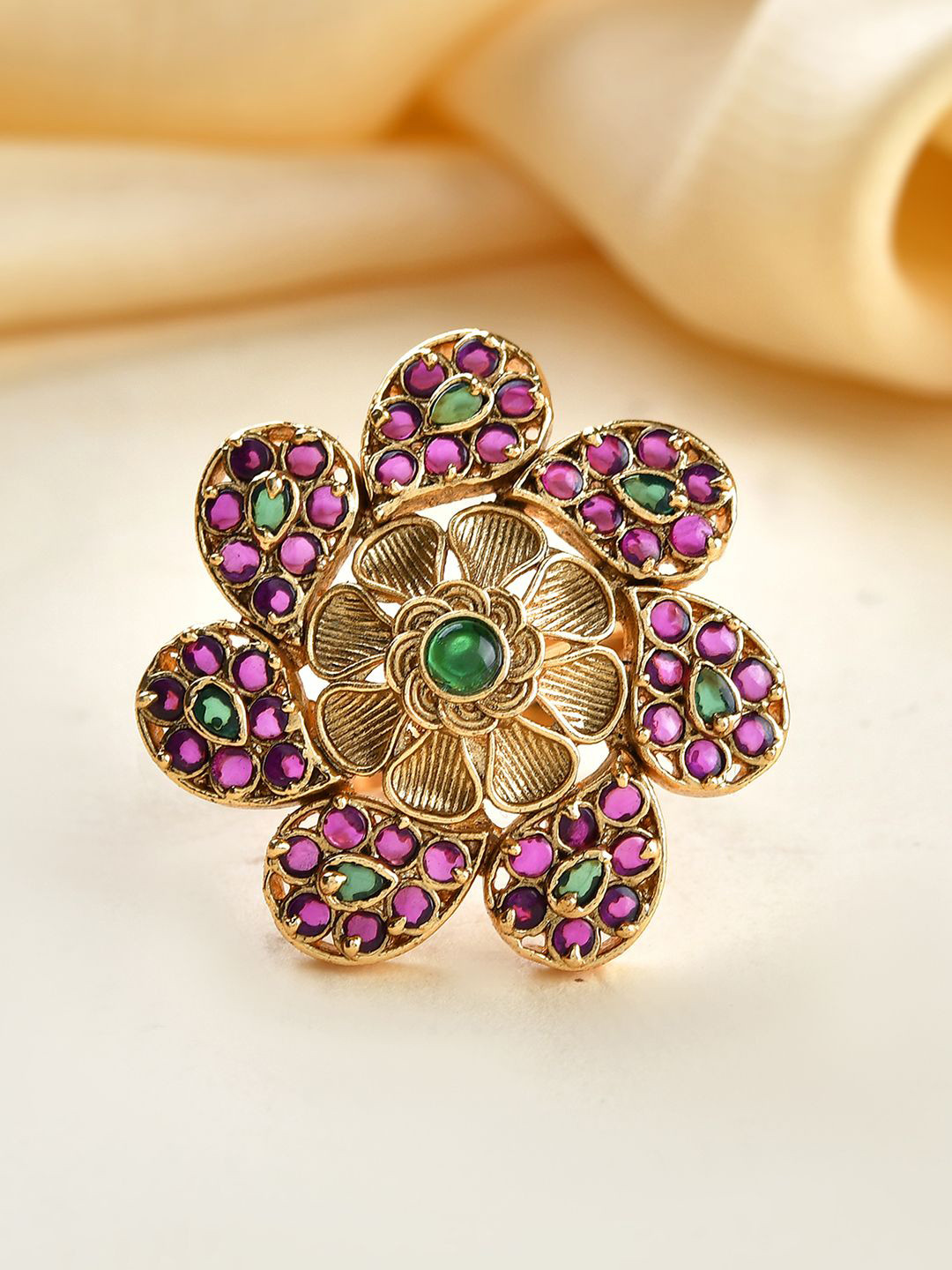 Voylla Gold Opulence Kalpana Temple Ring