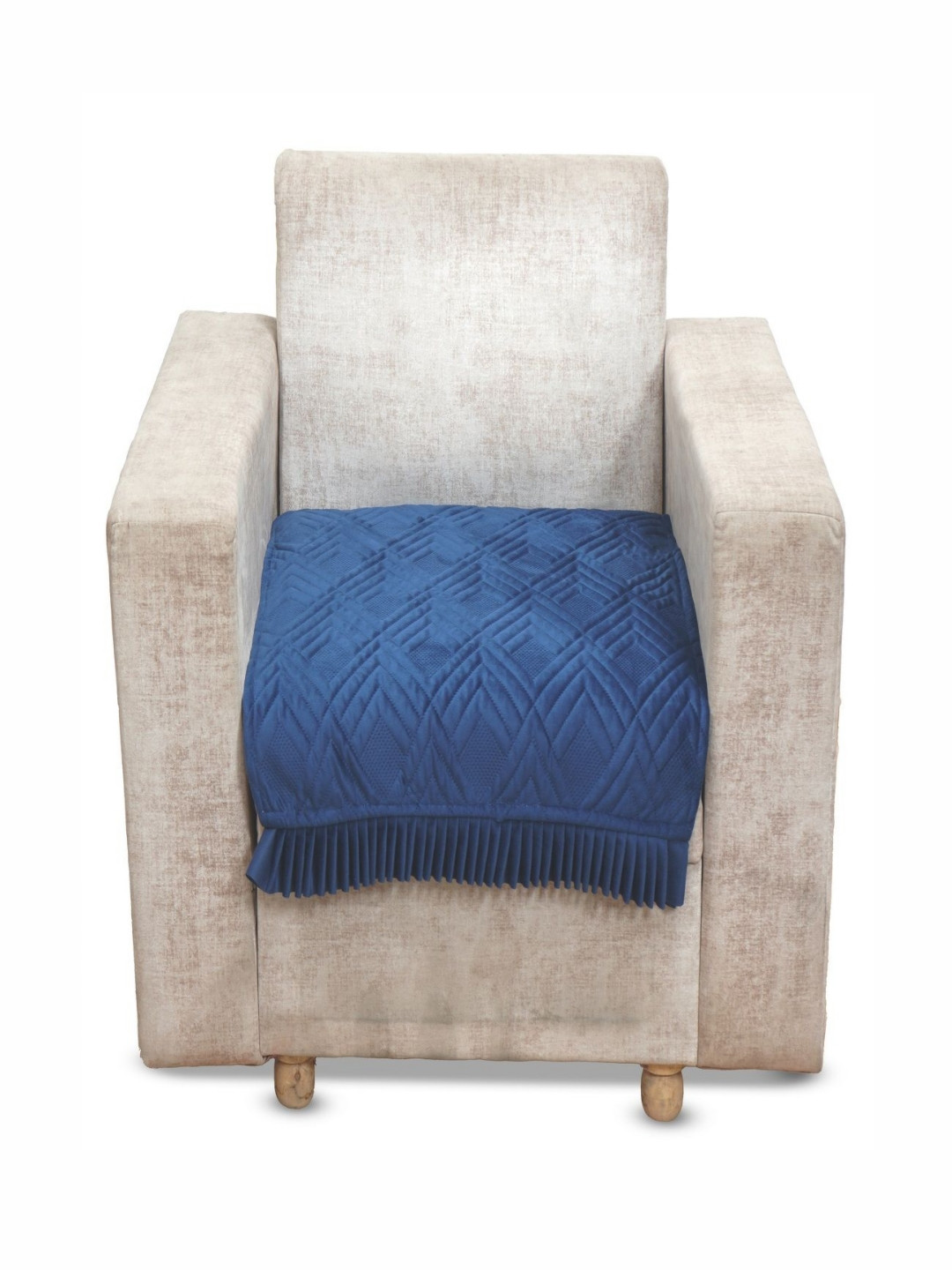 Fashion Throw Navy Blue Self Design Velvet Sofa Cover