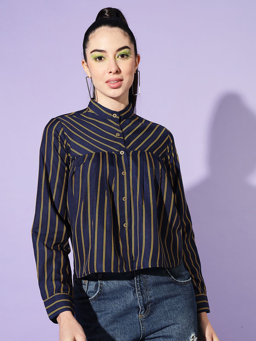 Moda Rapido Women Boxy Opaque Striped Casual Shirt