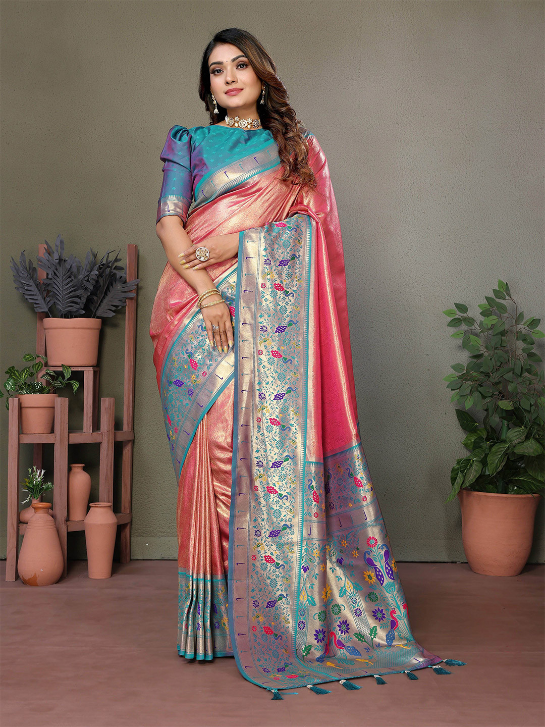 Vintro Woven Design Tissue Designer Paithani Saree
