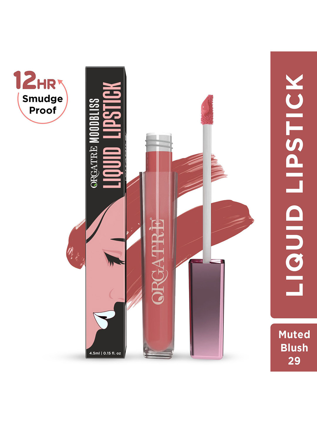 Orgatre Mood Bliss Long Lasting & Hydrating Liquid Lipstick - 4.5 ml - Muted Blush - 29