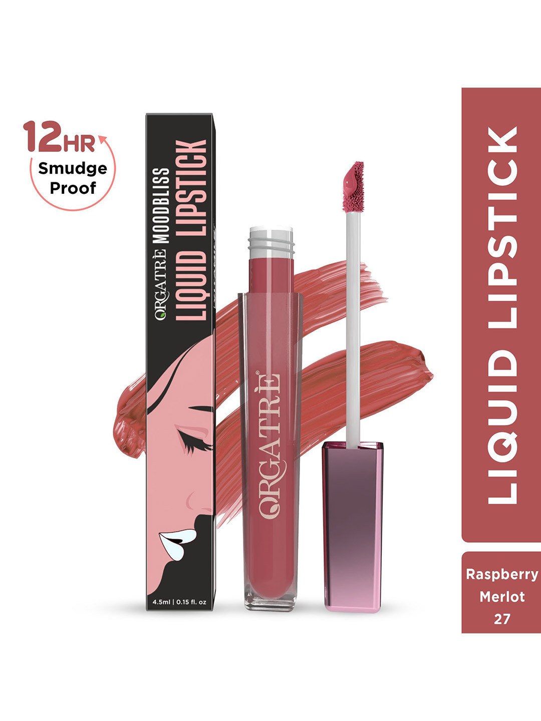 Orgatre Mood Bliss Long-Lasting & Hydrating Liquid Lipstick- 4.5 ml- Raspberry Merlot 27