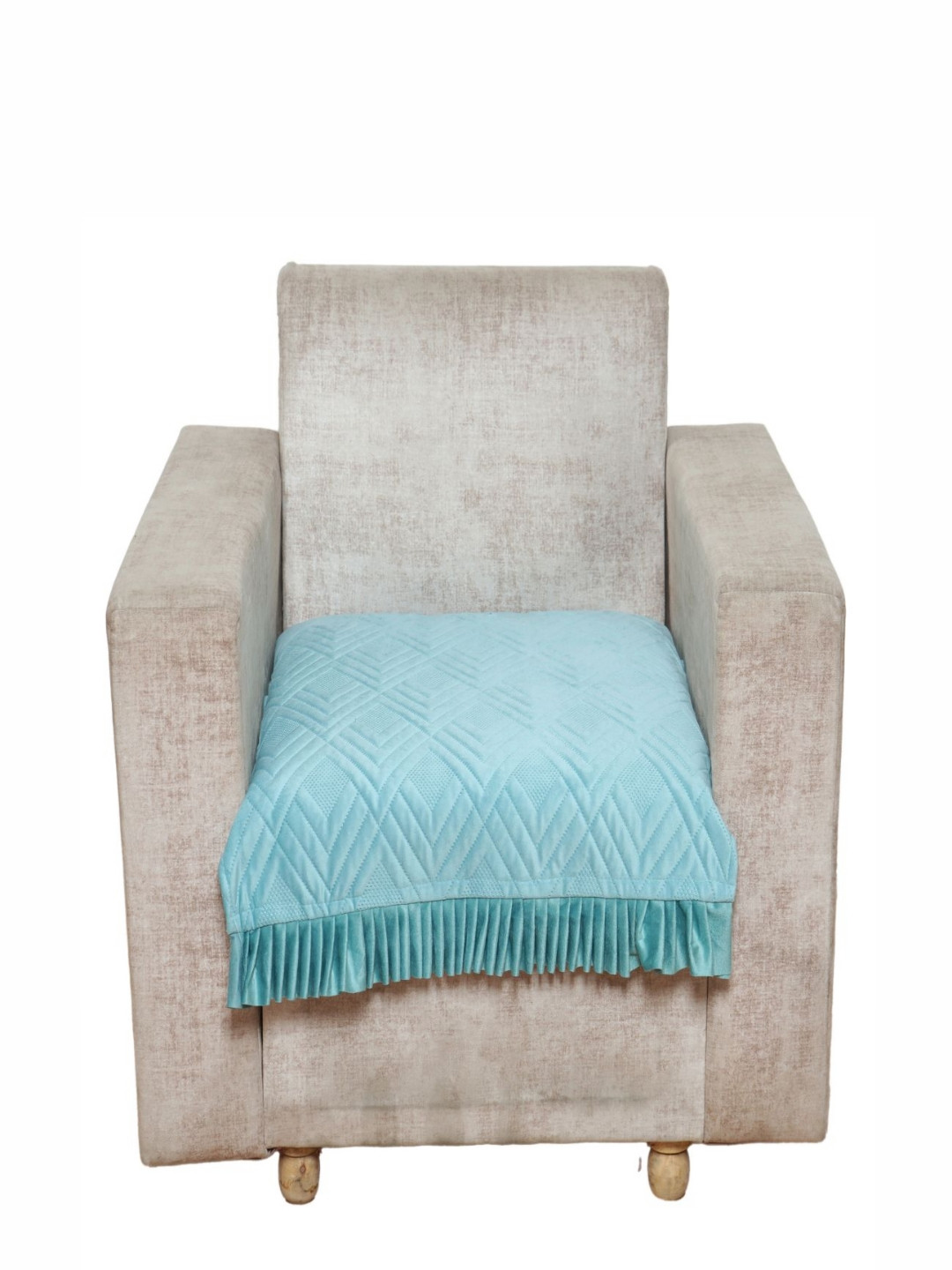 Fashion Throw Turquoise Blue Self Design Velvet Sofa Cover