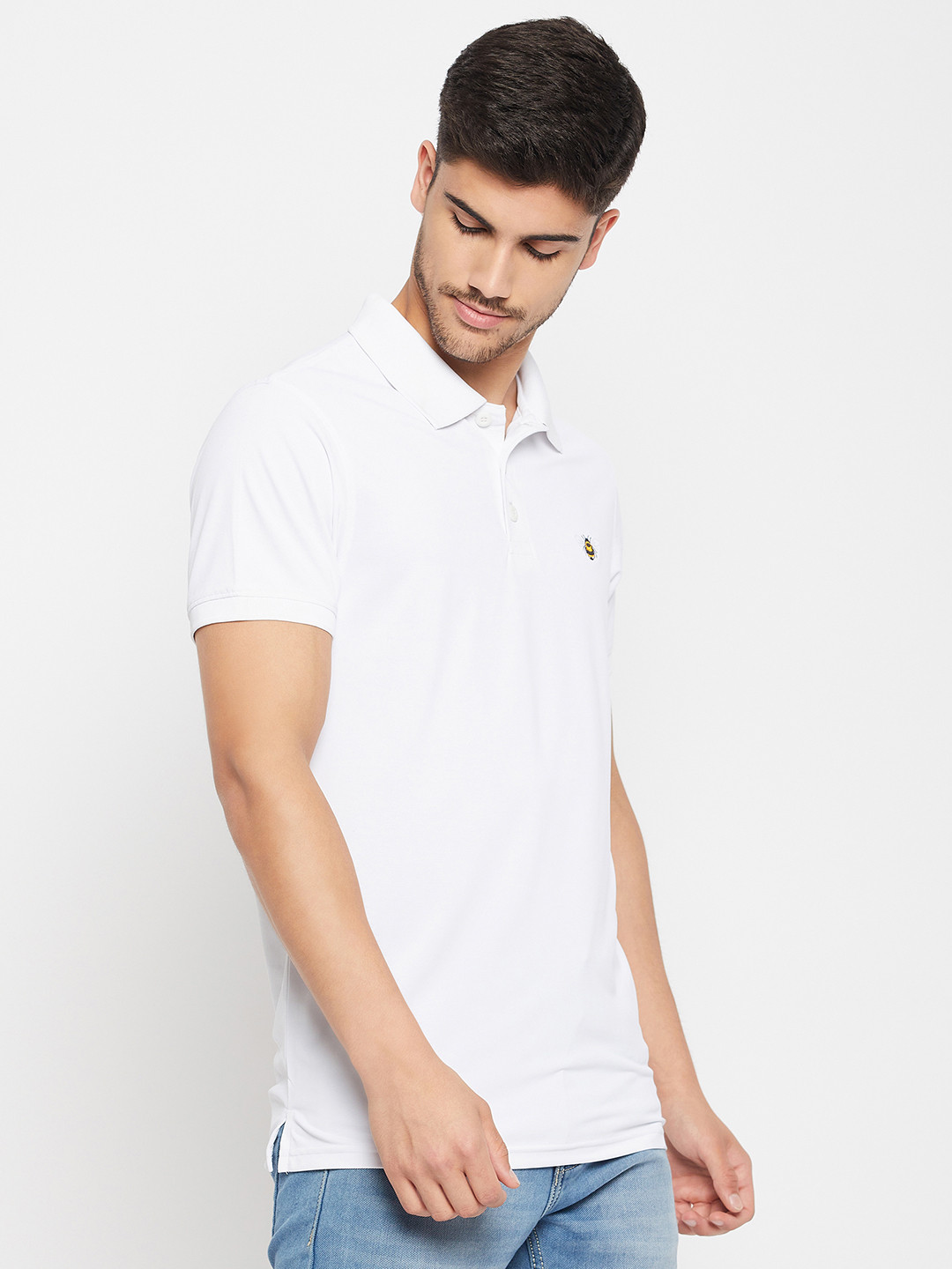 AUXAMIS Men Solid Polo Collar Cotton T-shirt