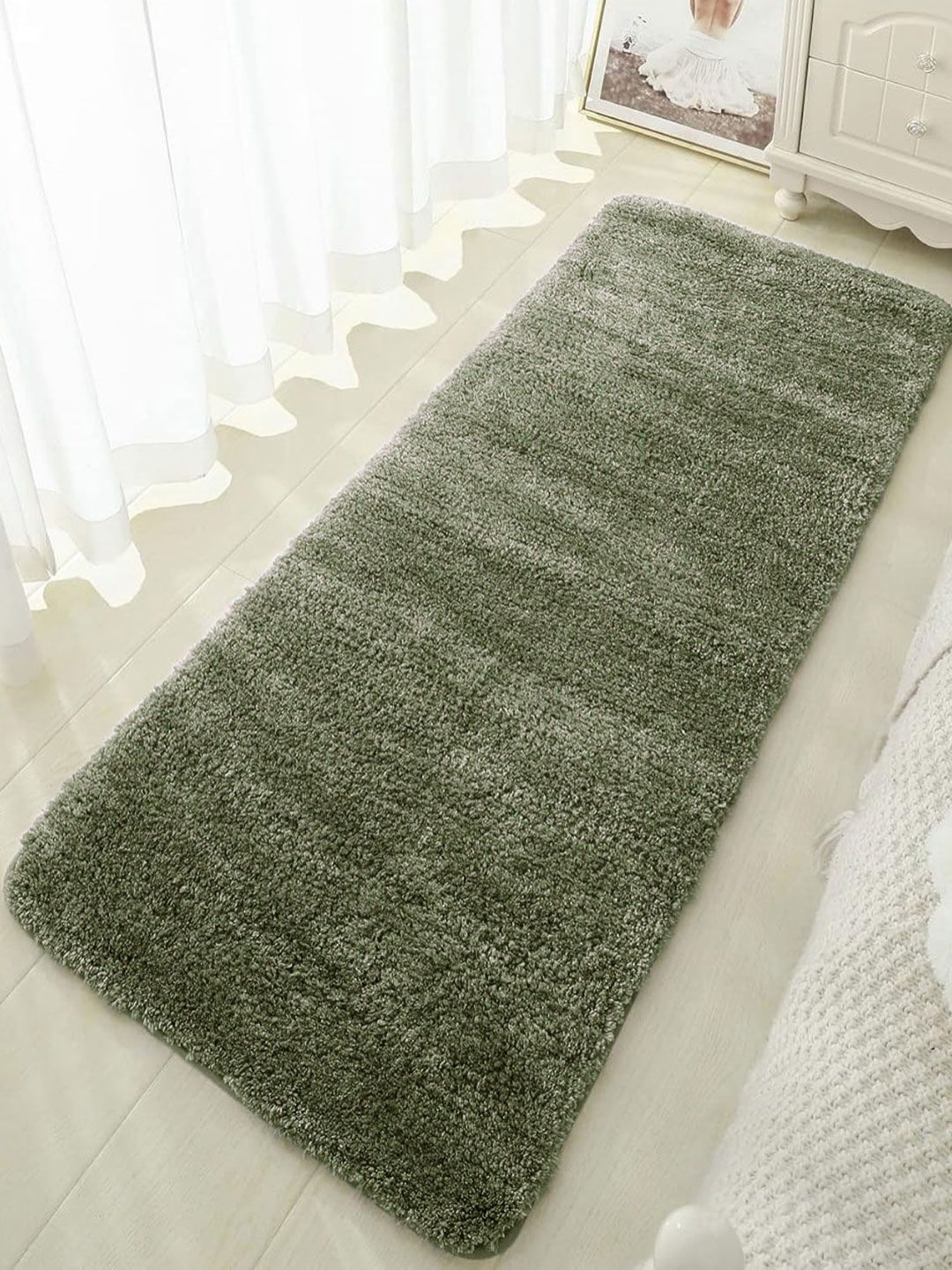 LUXEHOME INTERNATIONAL Green Microfiber Quick Drying Runner