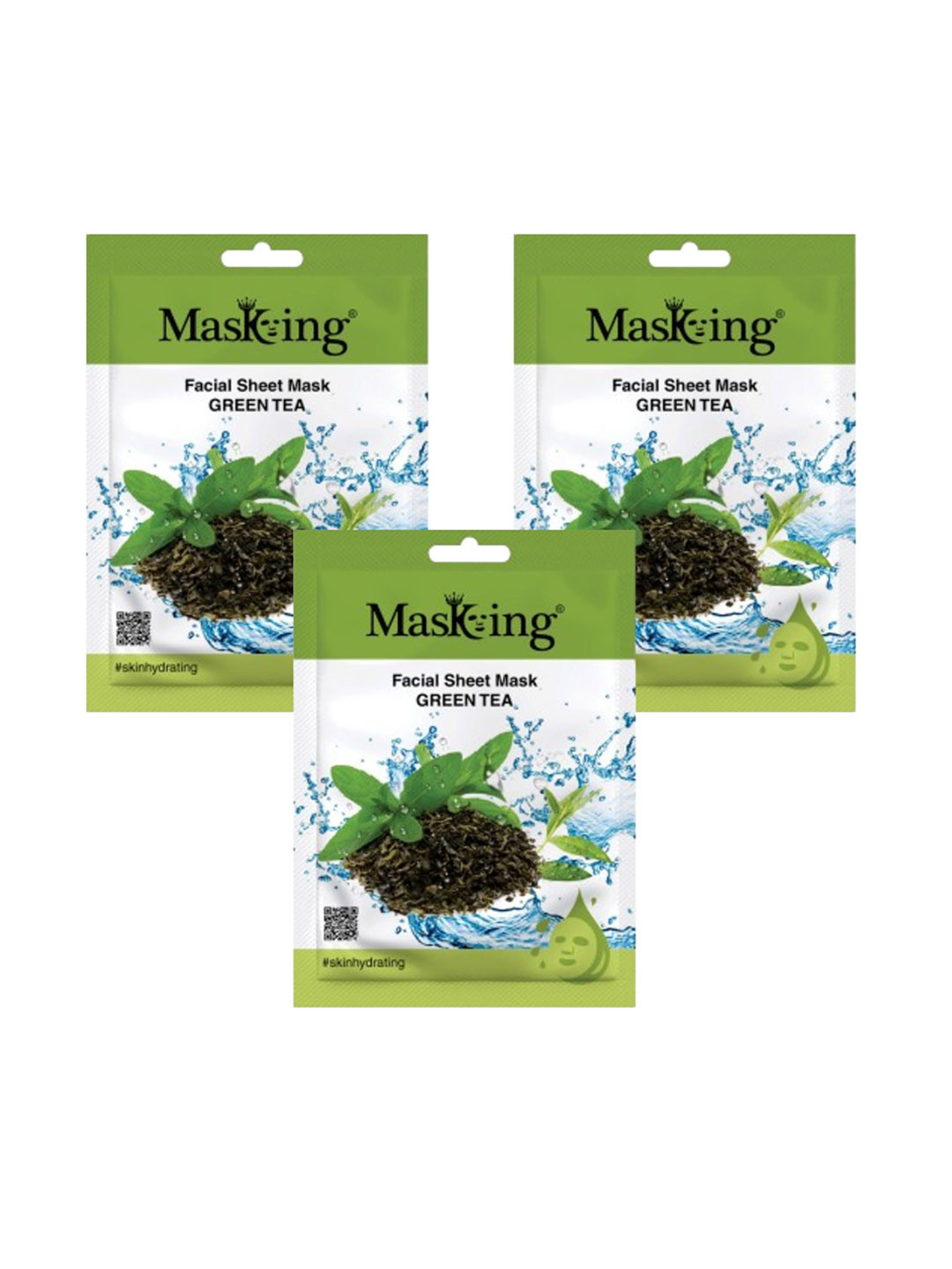 MasKing Set Of 3 Green Tea Beauty Facial Sheet Mask For Skin Hydration