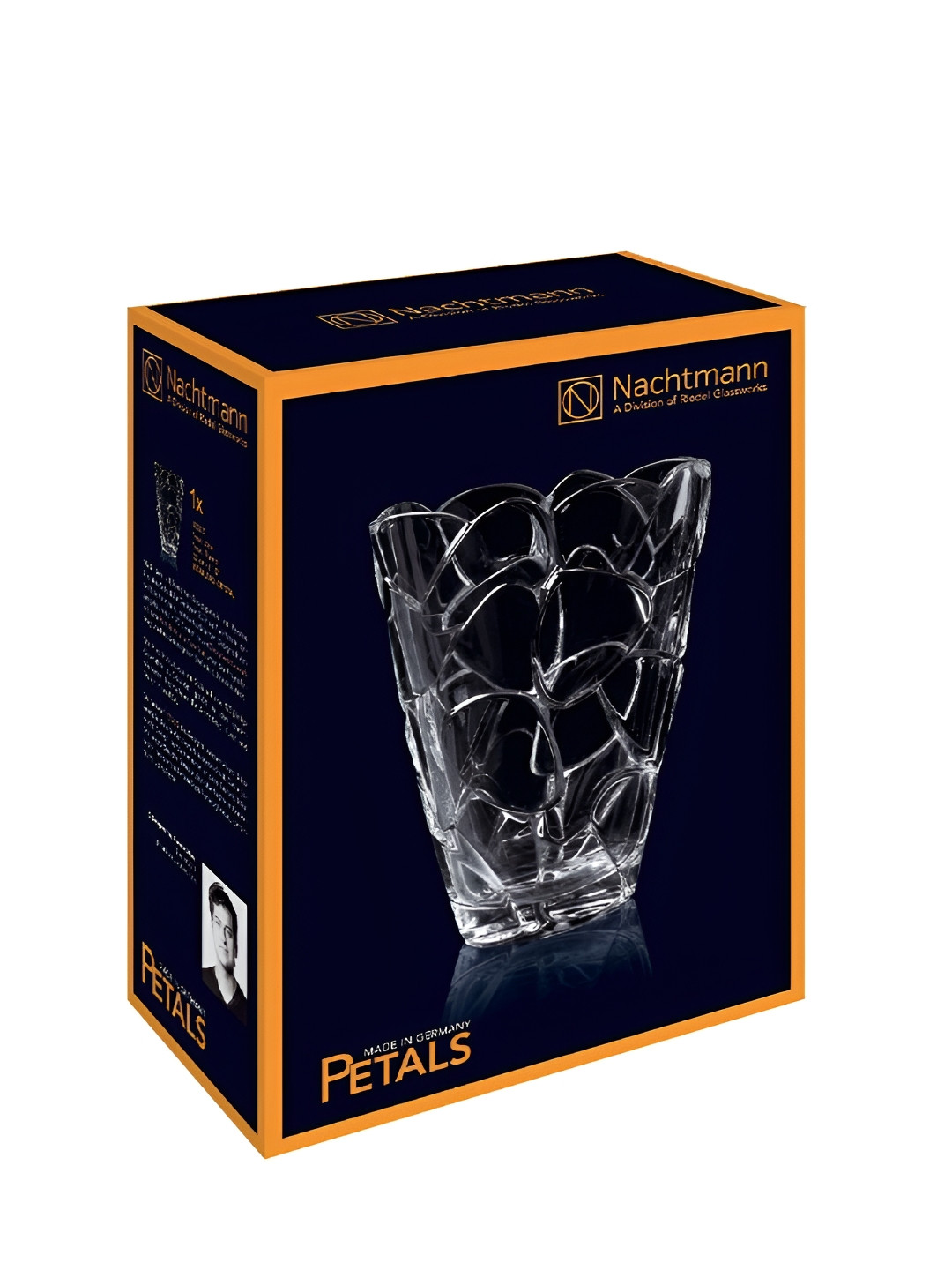 Nachtmann Petals Crystal Transparent Textured Glass Flower Vase