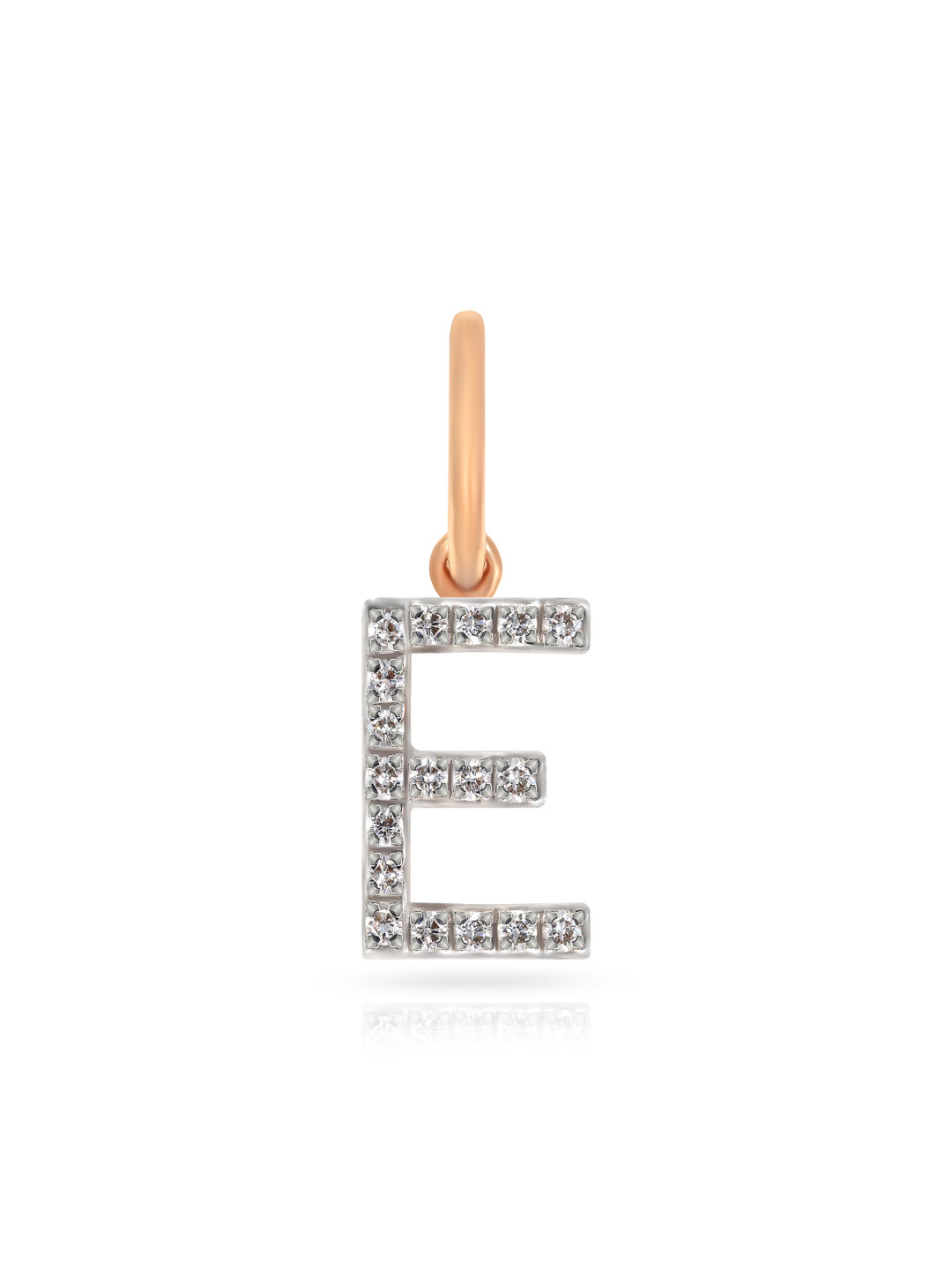 BHIMA 18K BIS Hallmark 750 Purity Rose Gold Alphabet E Diamond Pendant