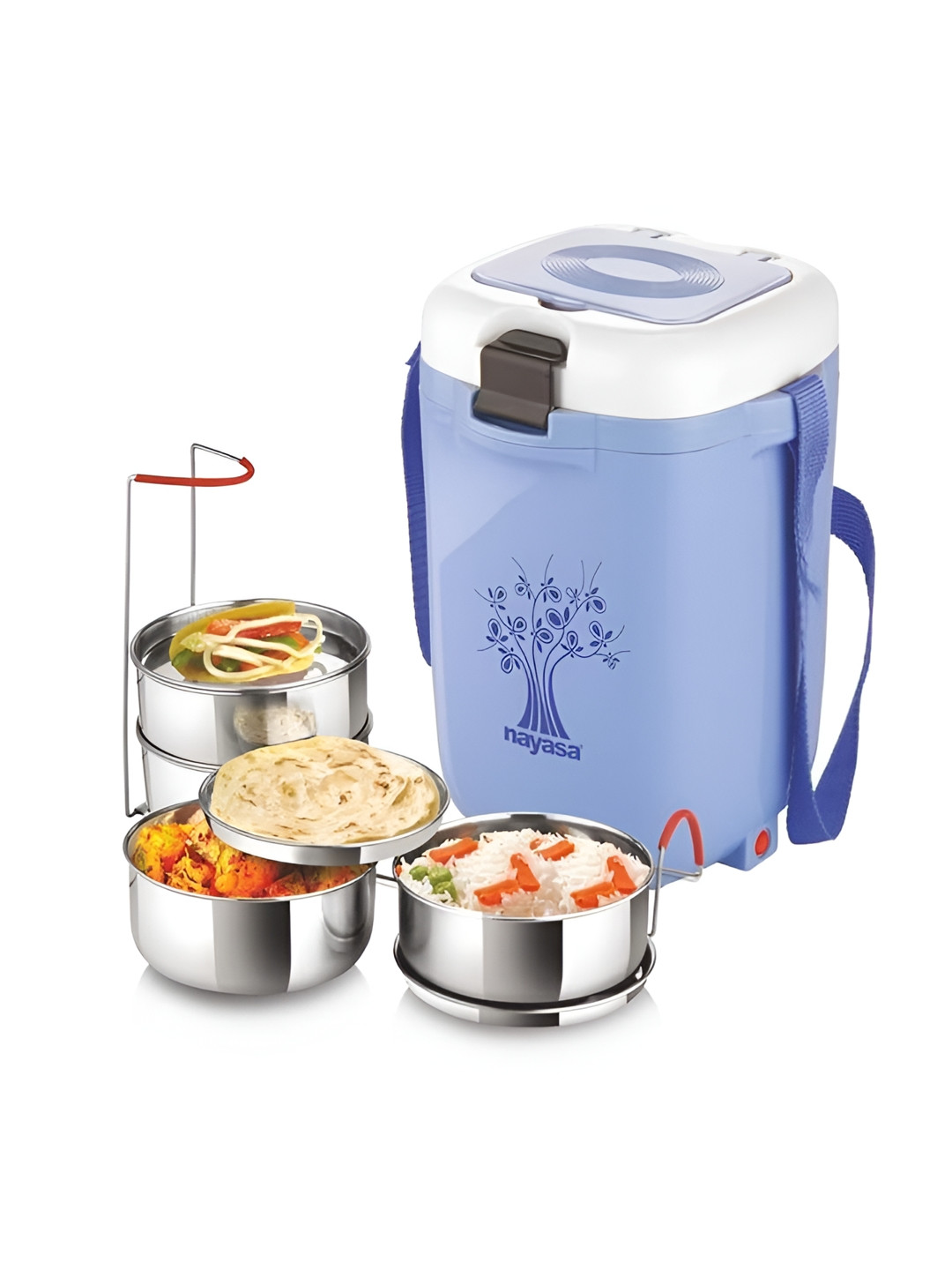 Nayasa Electromate 4 Electric Portable Food Warmer 4PC Lunch Box With Spoon & Fork
