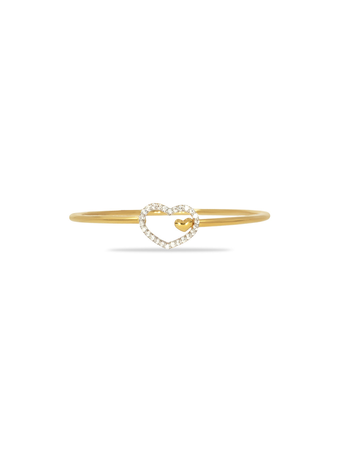 BHIMA 22K BIS Hallmark 916 Purity Yellow Gold Heart Stone Studded Adjustable Bangle