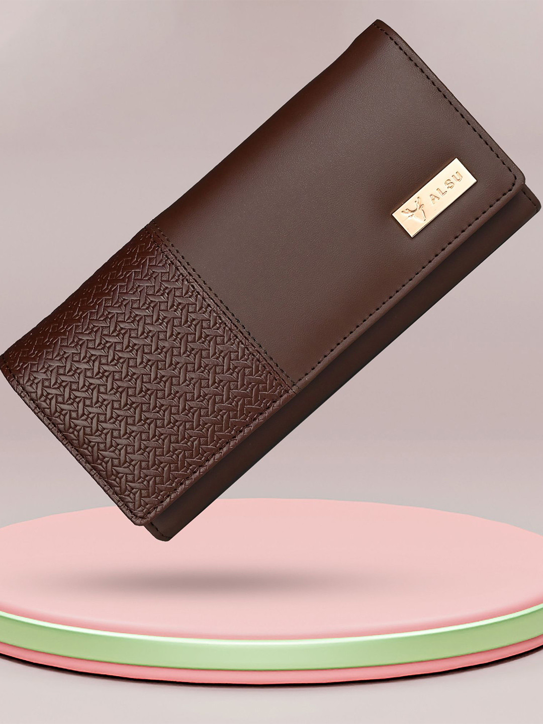 ALSU Women Textured Cut Work Two Fold Wallet