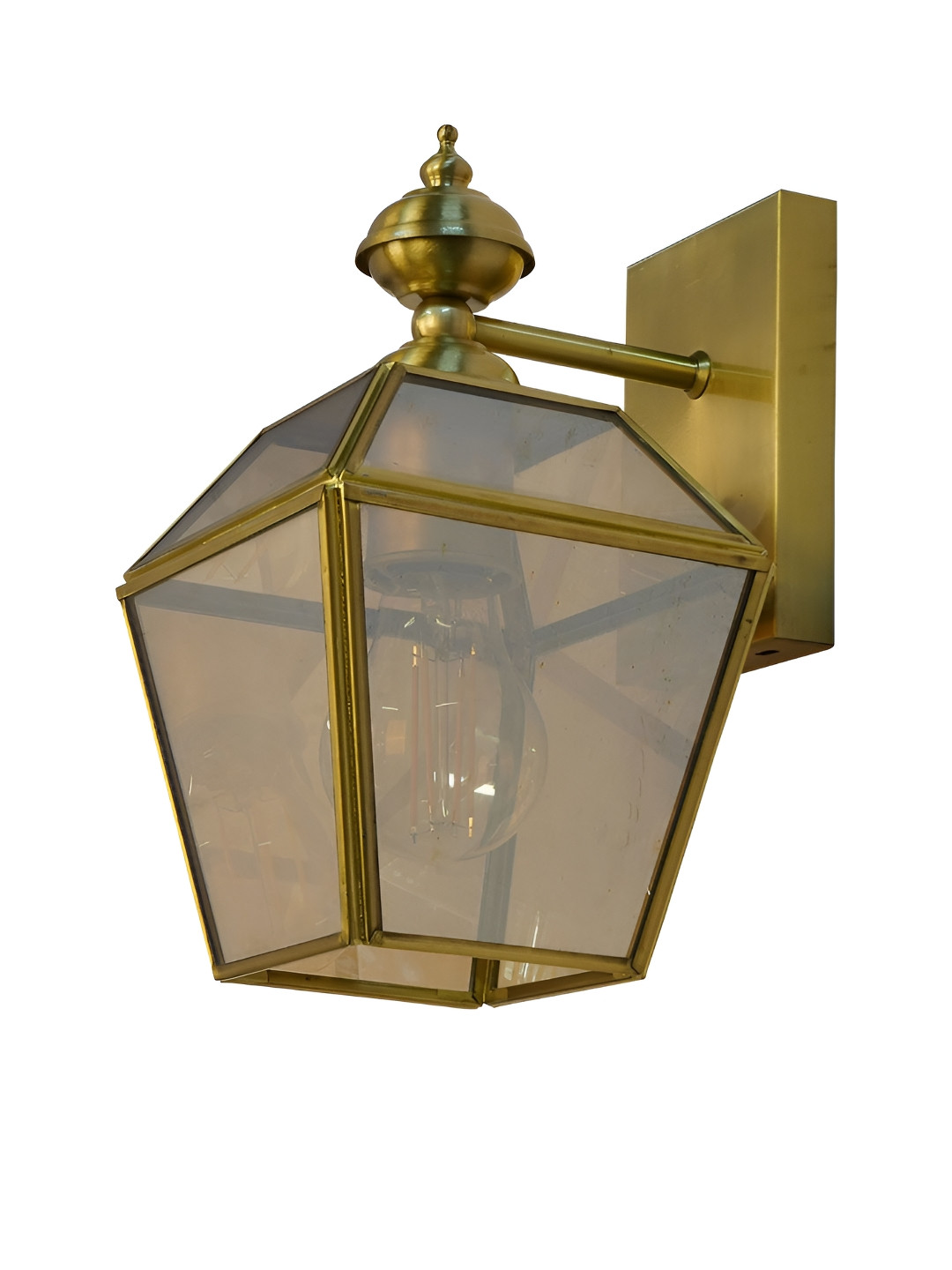 Fos Lighting Gold-Toned Glass Rectangle Shaped Wall Lamp