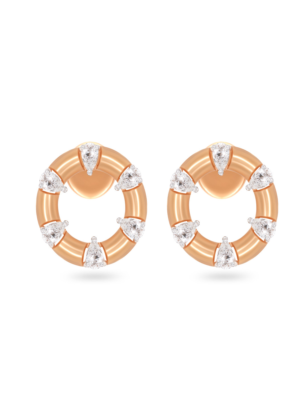 BHIMA 18K BIS Hallmark 750 Purity  Sphere Cut Diamond Stud Earrings