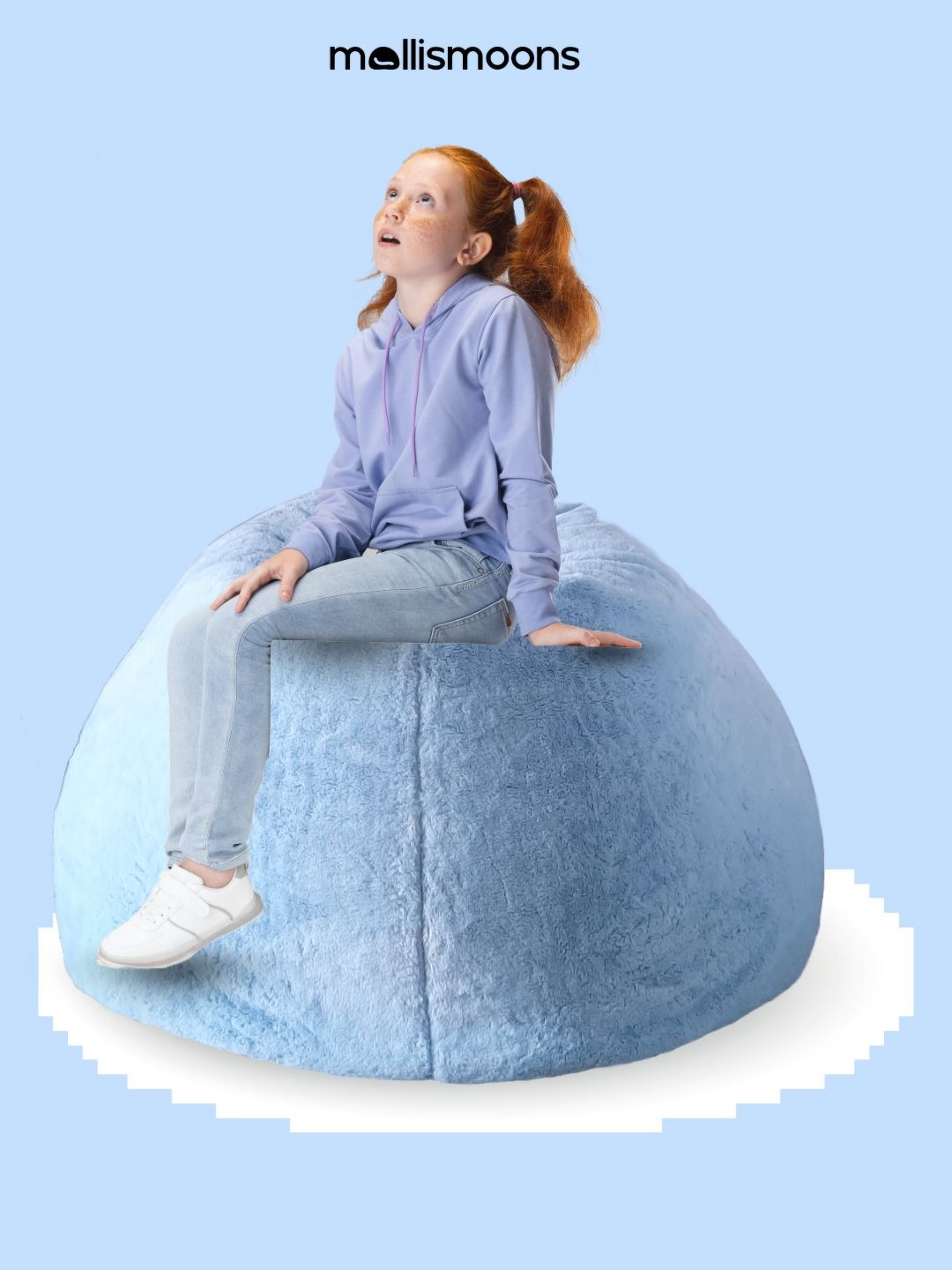 Mollismoons Blue Super Soft Bean Bag Cover