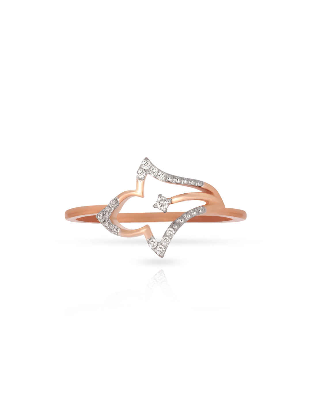 BHIMA 18K BIS Hallmark 750 Purity Rose Gold Fancy Diamond Ring