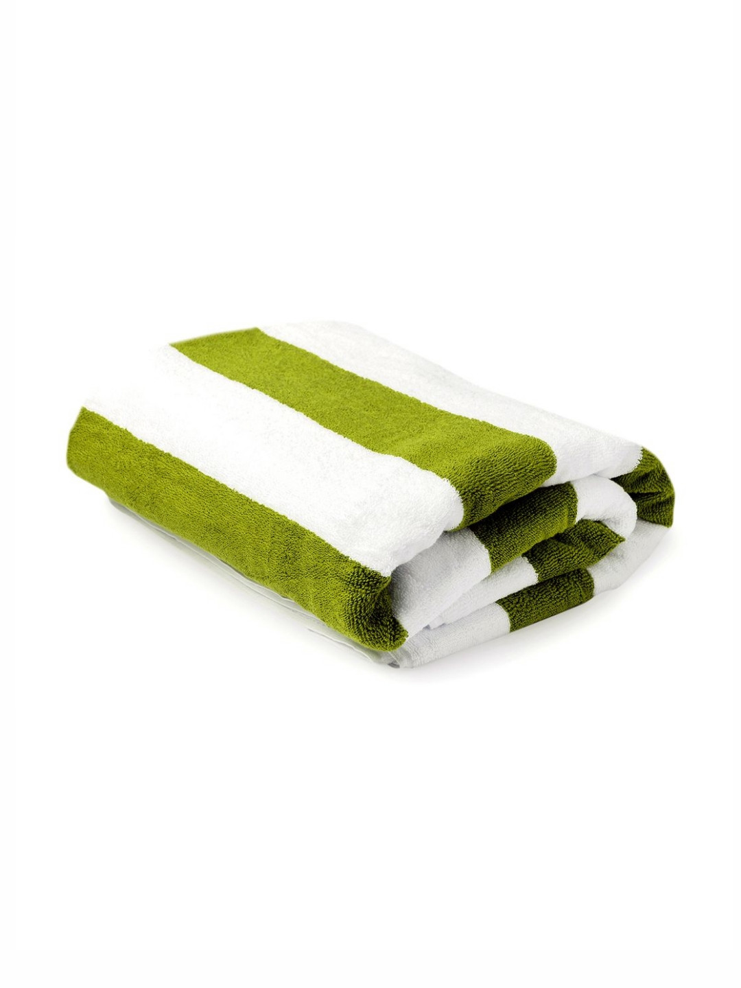 Layers Green & White Cabana Striped Pure Cotton 550 GSM Beach Towel
