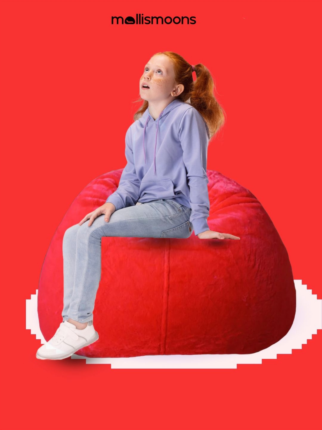 Mollismoons Red Super Soft Bean Bag Cover