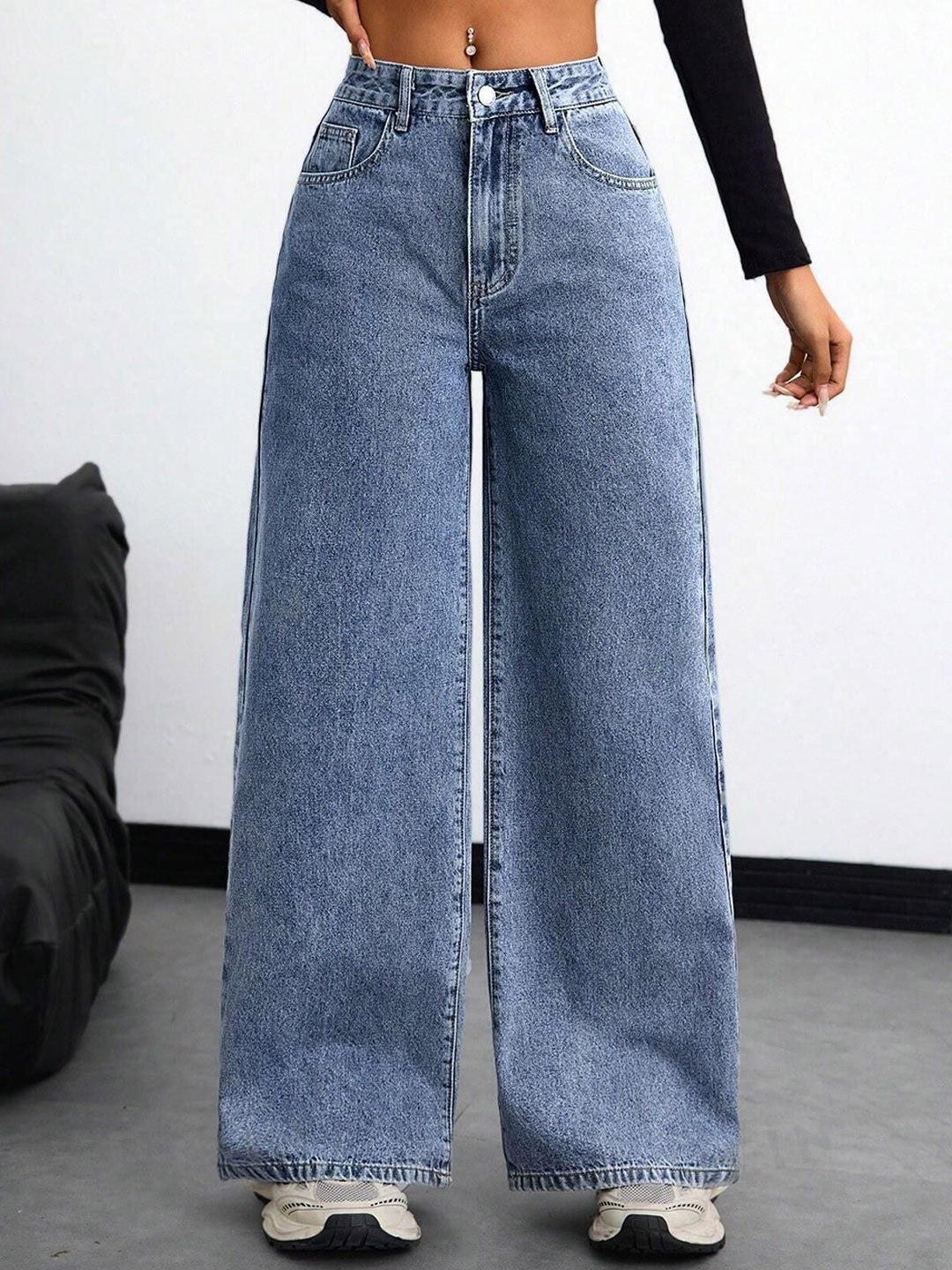 Aadvi Fashion Women Original High-Rise Stretchable Wide Leg Jeans