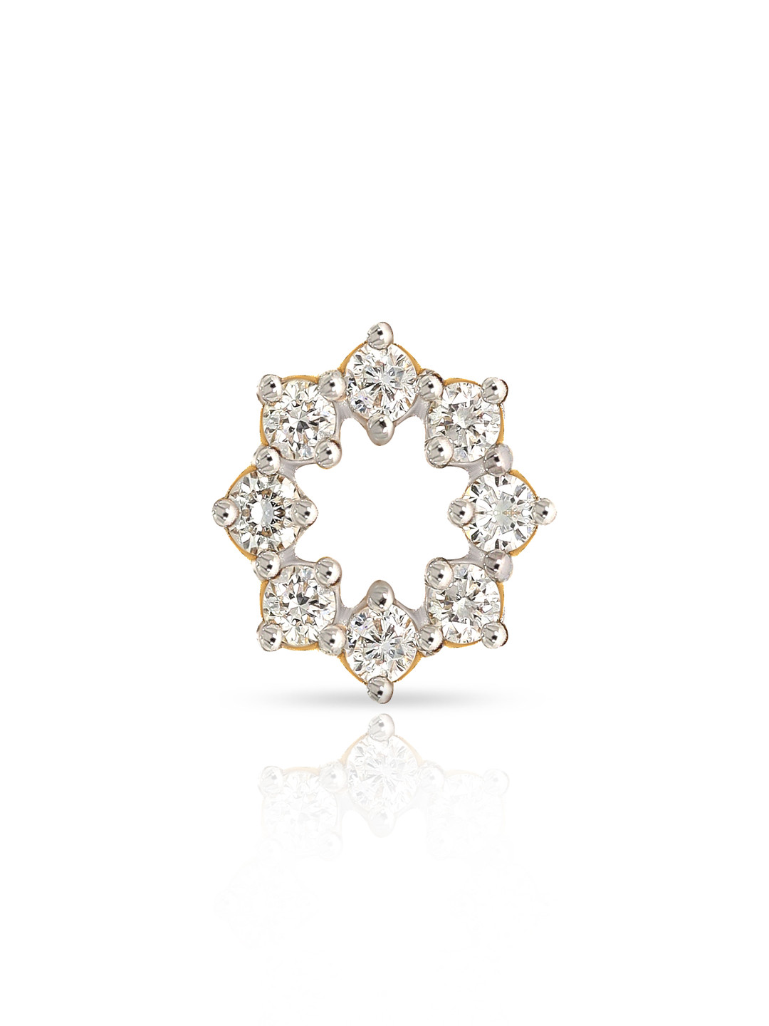 BHIMA 18K BIS Hallmark 750 Purity Yellow Gold Tiny Bloom Diamond Nosepin