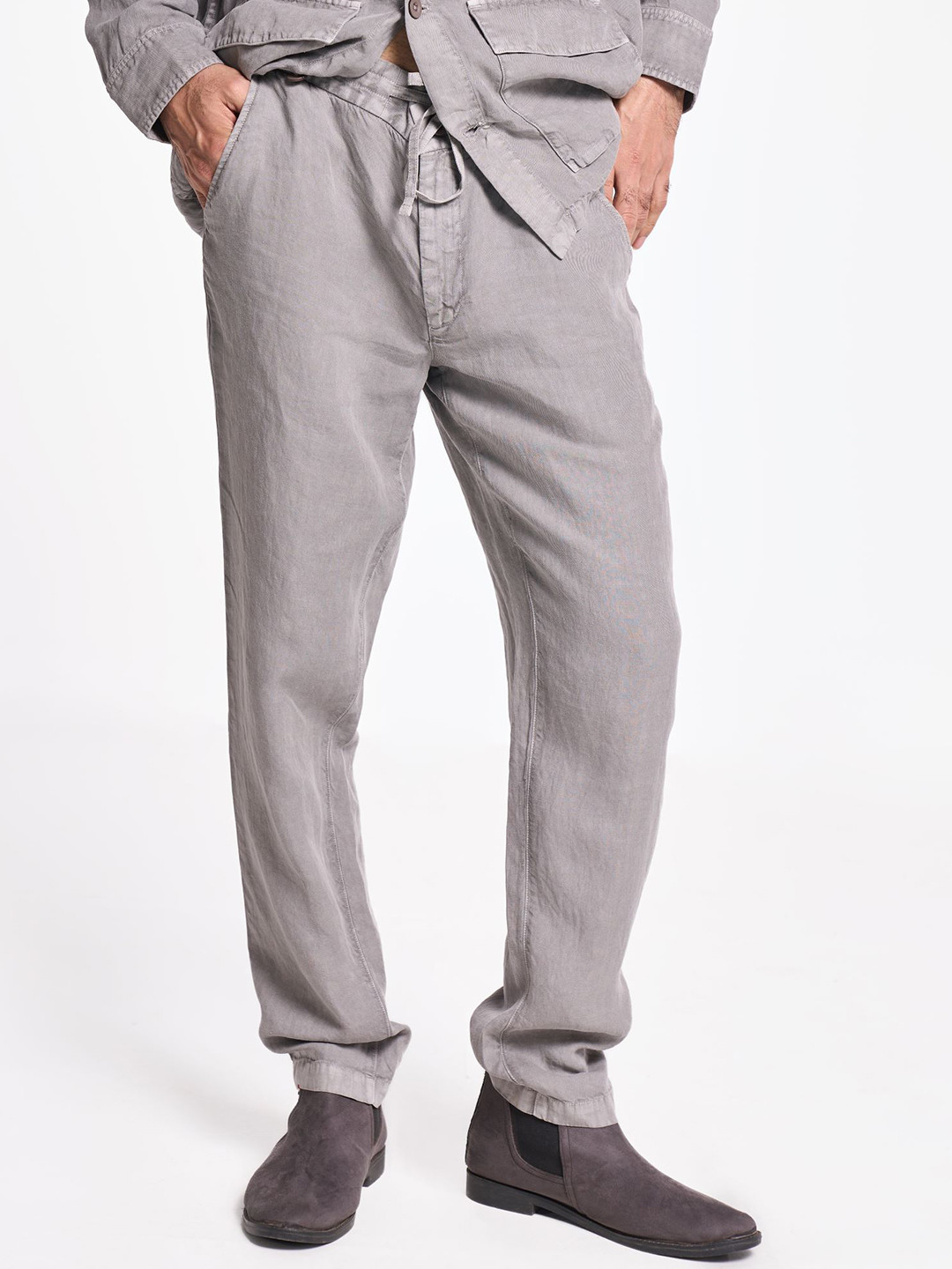 Terra Luna Men Pure Cotton Tailored Slim Fit Mid-Rise Trousers