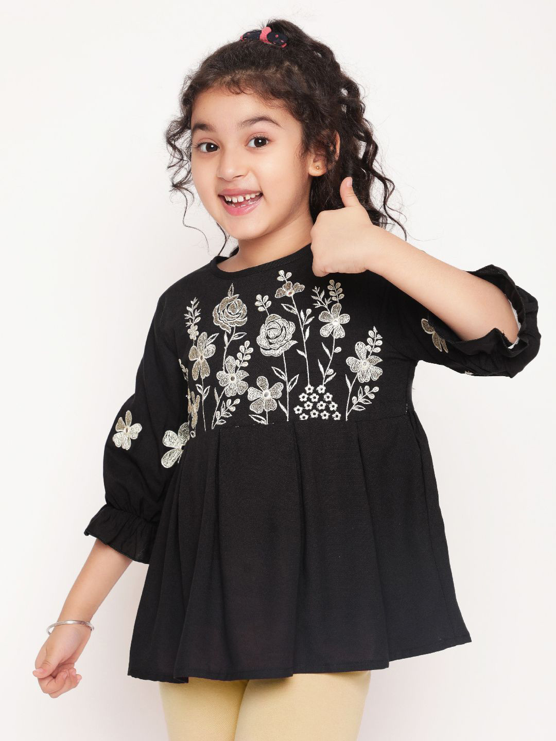 Ishti Girls Floral Embroidered Peplum Top