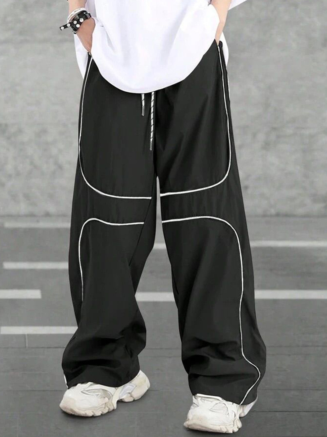 TABADTOD Men Striped Relaxed Loose Fit Baggy Cargos