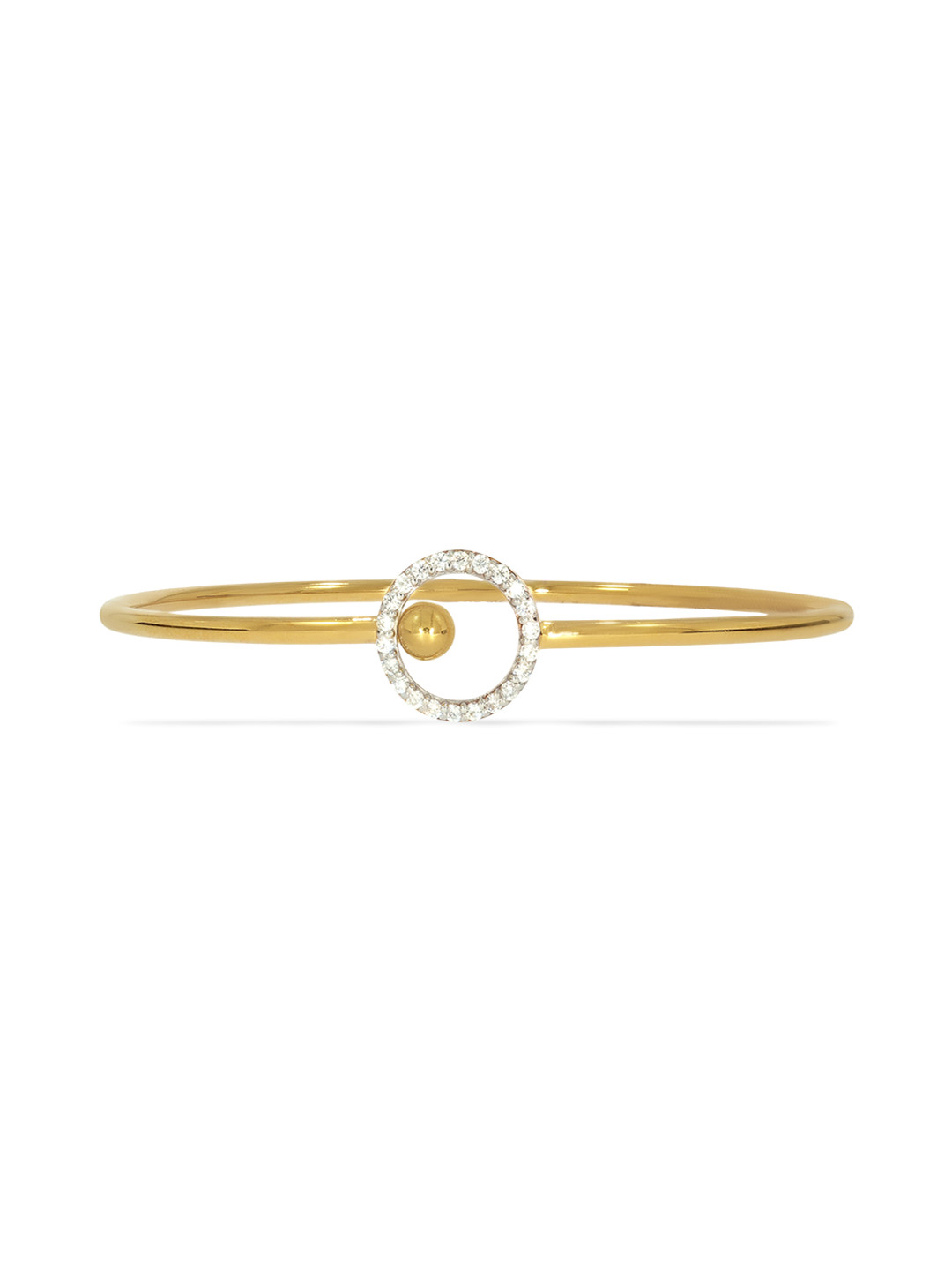 BHIMA 22K BIS Hallmark 916 Purity Yellow Gold Round Stone Studded Adjustable Bangle
